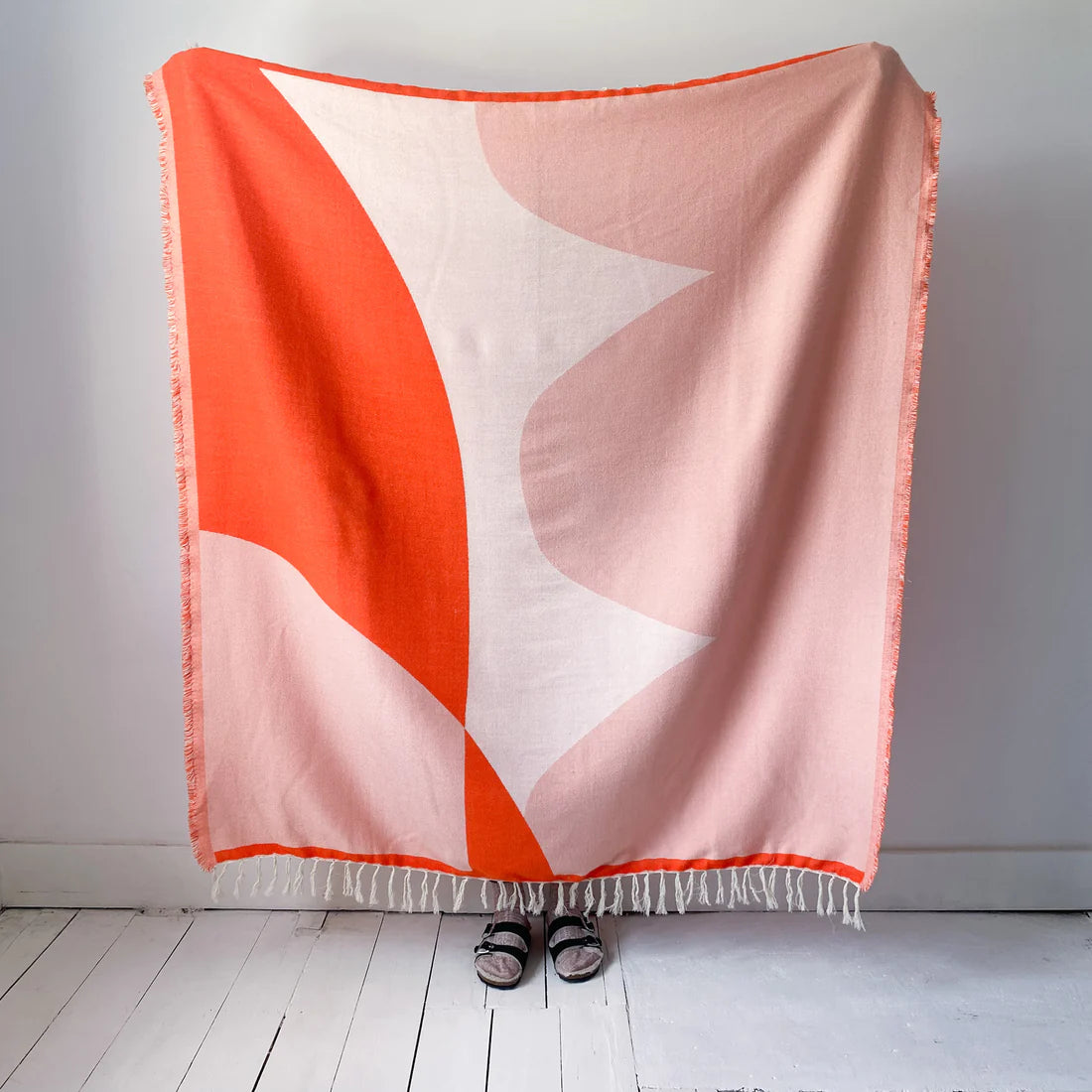 Stille Merino Wool Throw Blanket Red Pink Sophie Home 160cm x 1 Hackney Essentials